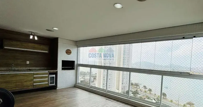 Amplo 3 dormitórios com varanda gourmet e vista mar em todos os quartos na ponta da praia