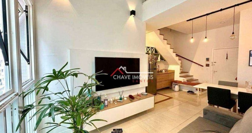 Apartamento Duplex com 2 dormitórios à venda, 83 m² por R$ 800.000,00 - Gonzaga - Santos/SP