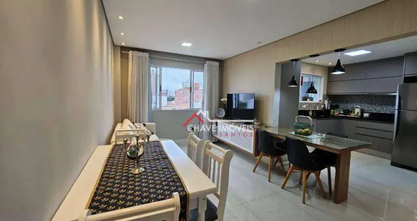 Apartamento com 2 dormitórios à venda, 69 m² por R$ 550.000,00 - Aparecida - Santos/SP