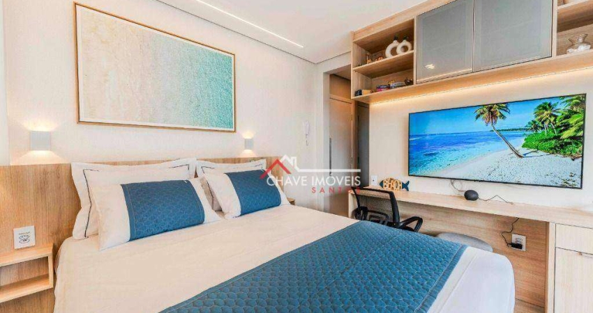 Studio com 1 dormitório, 22 m² - venda por R$ 430.000,00 ou aluguel por R$ 4.100,02/mês - Embaré - Santos/SP