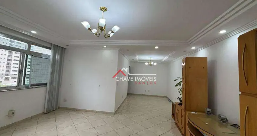 Apartamento com 3 dormitórios para alugar, 144 m² por R$ 7.500,02/mês - Gonzaga - Santos/SP