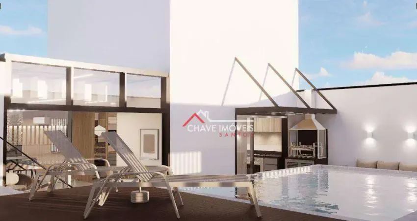 Cobertura com 4 dormitórios à venda, 370 m² por r$ 4.290.000,00 - ponta da praia - santos/sp