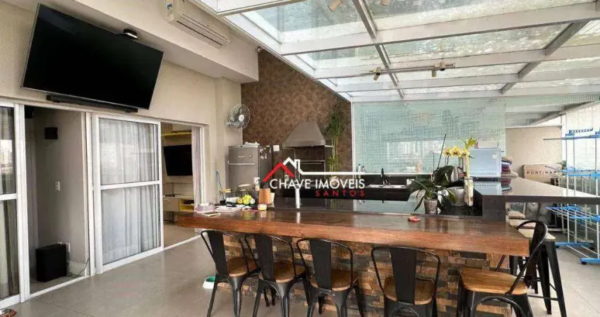 Apartamento garden com 3 dormitórios, 212 m² - venda por r$ 1.400.000,00 ou aluguel por r$ 15.000,02/mês - campo grande - santos/sp