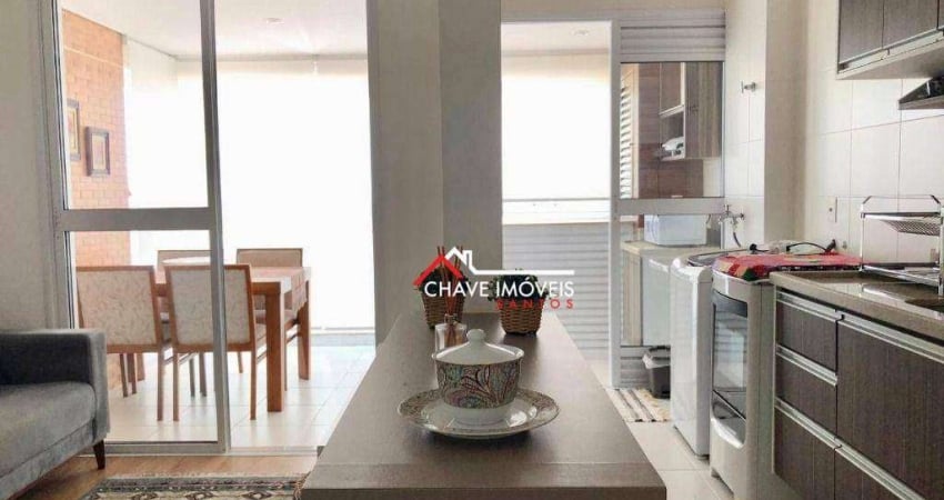 Apartamento com 1 dormitório para alugar, 49 m² por R$ 4.300,00/mês - Ponta da Praia - Santos/SP