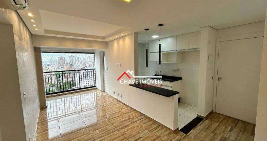 Apartamento com 2 dormitórios para alugar, 70 m² por R$ 4.000,02/mês - Marapé - Santos/SP