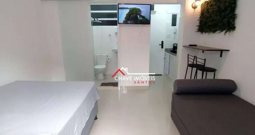 Kitnet com 1 dormitório para alugar, 20 m² por r$ 2.380,02/mês - boqueirão - santos/sp