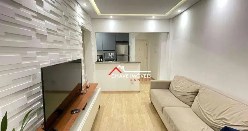 Apartamento com 1 dormitório à venda, 53 m² por r$ 320.000,00 - marapé - santos/sp