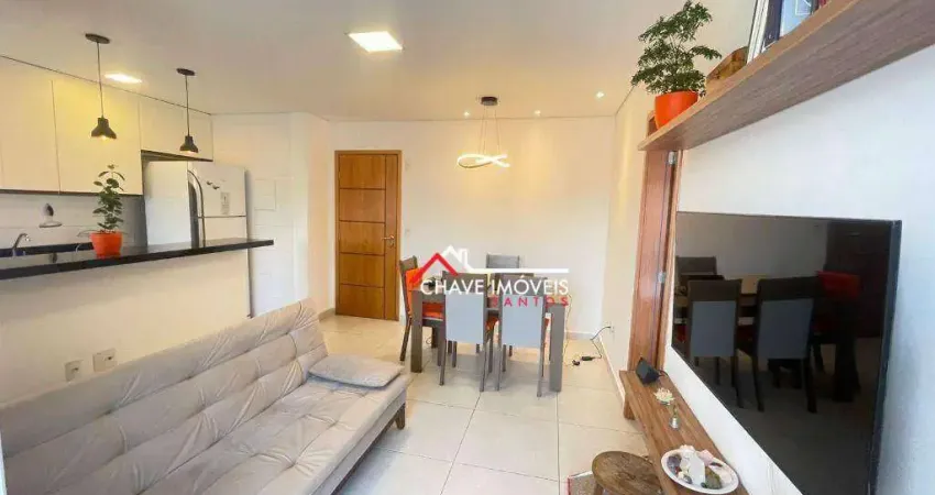 Apartamento com 1 dormitório à venda, 50 m² por r$ 495.000,00 - campo grande - santos/sp