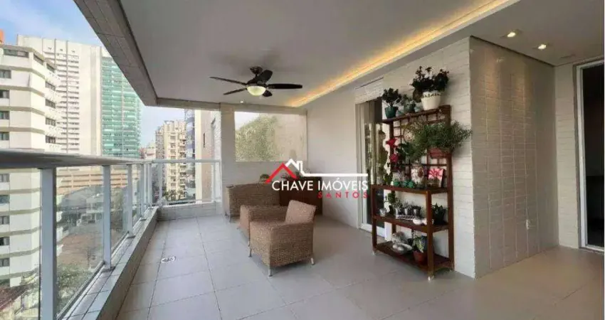 Apartamento com 3 dormitórios à venda, 163 m² por r$ 2.350.000,00 - boqueirão - santos/sp