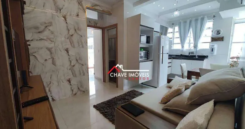 Apartamento com 2 dormitórios à venda, 58 m² por r$ 660.000,00 - boqueirão - santos/sp