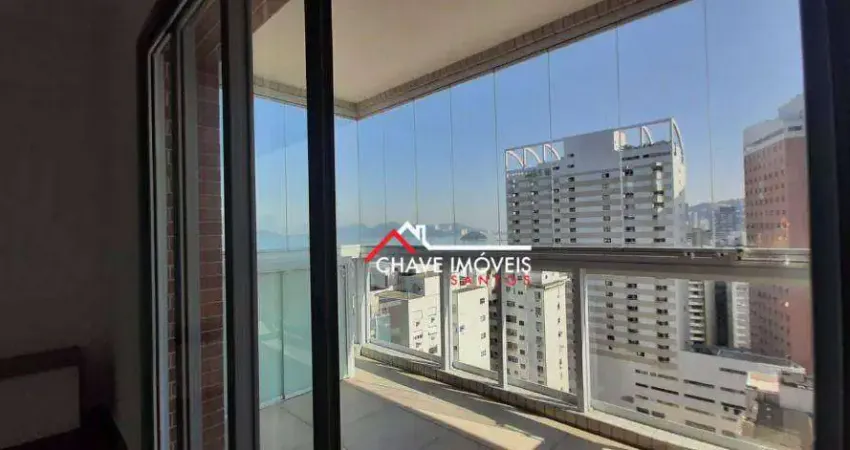 Apartamento com 1 dormitório para alugar, 46 m² por r$ 6.000,02/mês - boqueirão - santos/sp