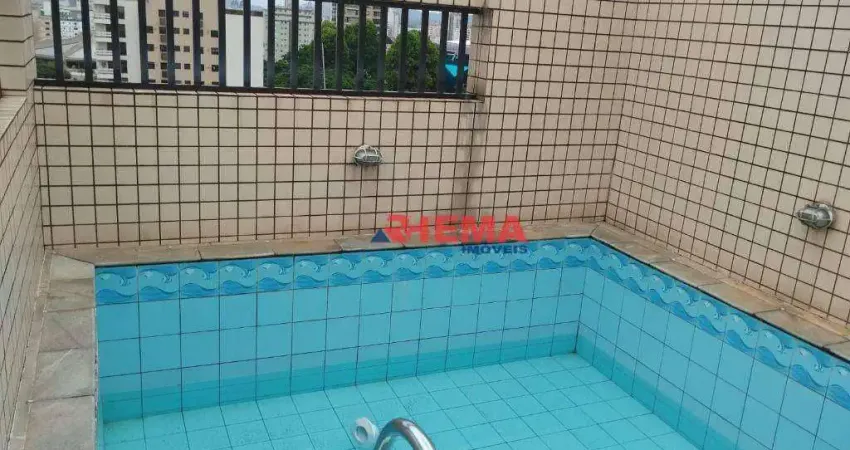 Cobertura com 3 dormitórios para alugar, 210 m² por r$ 12.900,00/mês - aparecida - santos/sp