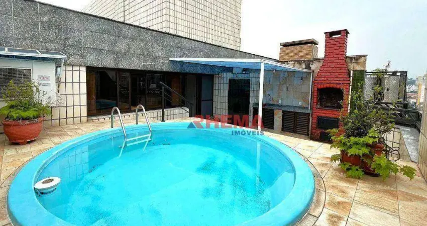 Cobertura para alugar, 278 m² por r$ 9.000,02/mês - pompéia - santos/sp