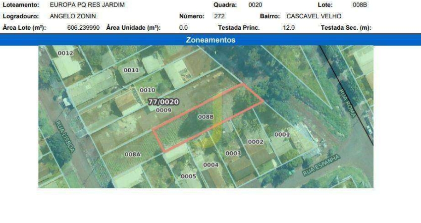 Terreno à venda na Rua Ângelo Zonin, 272, Cascavel Velho, Cascavel