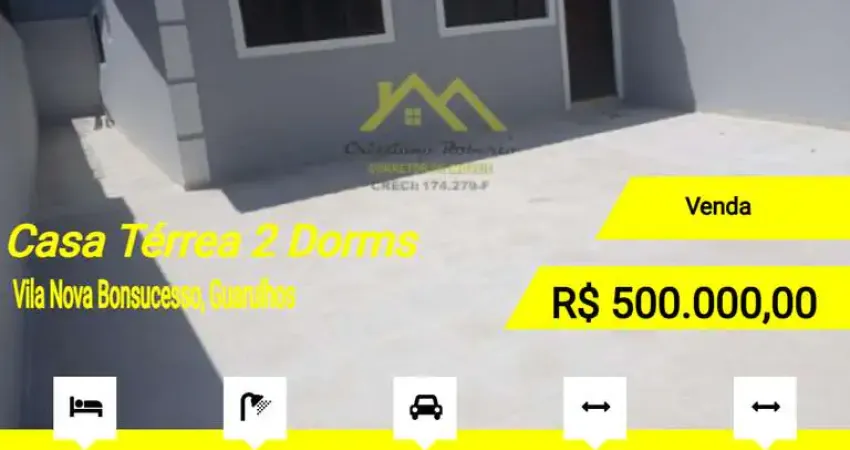 Casa para Venda em Guarulhos, Vila Nova Bonsucesso, 2 dormitórios, 1 banheiro, 3 vagas