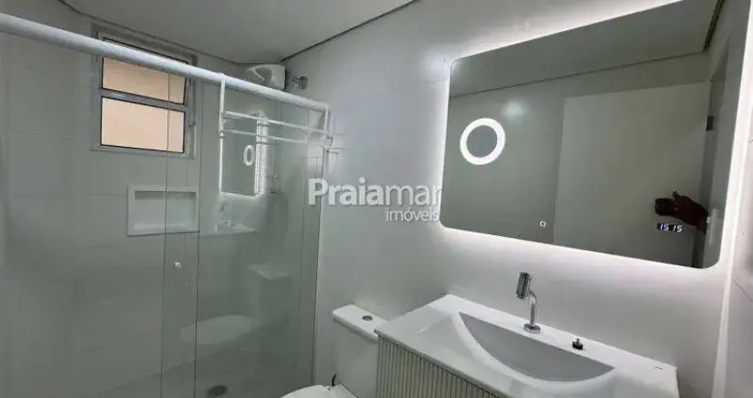 02 dorms reformado & mobiliado | vista mar | garagem | gonzaga - santos