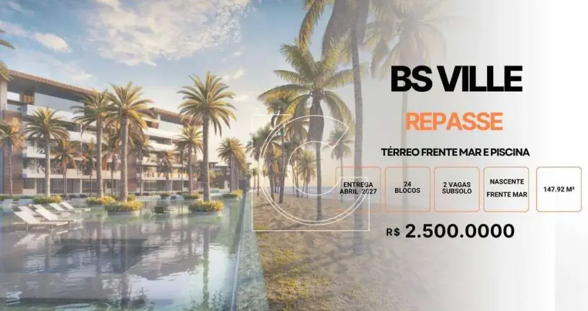 Bs ville - repasse, apartamento garden, 148m² frente mar, porto das dunas, aquiraz/ce
