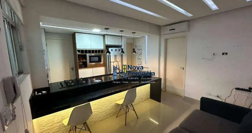 Apartamento com 1 dormitório à venda por r$ 390.000 - pompéia - santos/sp