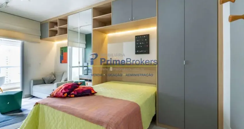 Estúdio 37m² mobiliado à venda - 1 vaga, sacada iluminada e vista panorâmica - moema, são paulo