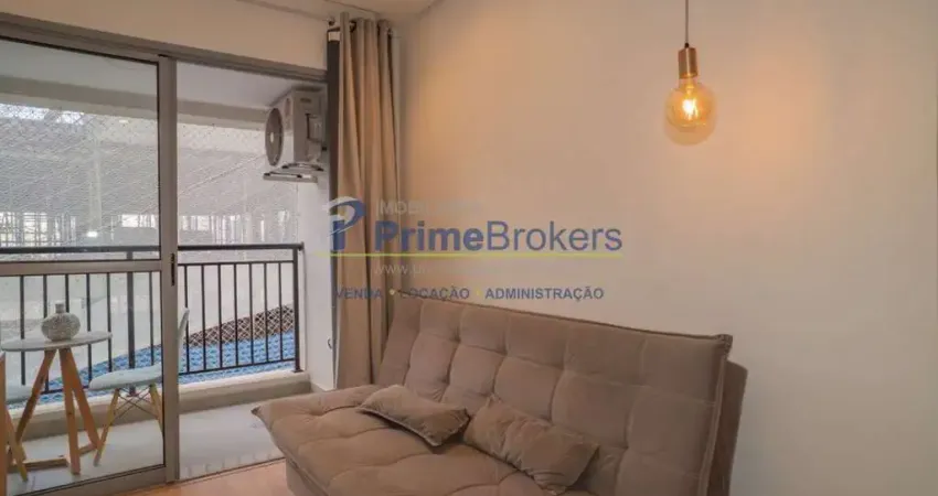 Apartamento á venda mobiliado 1 quarto, sendo 1 suíte, 31m²- varanda