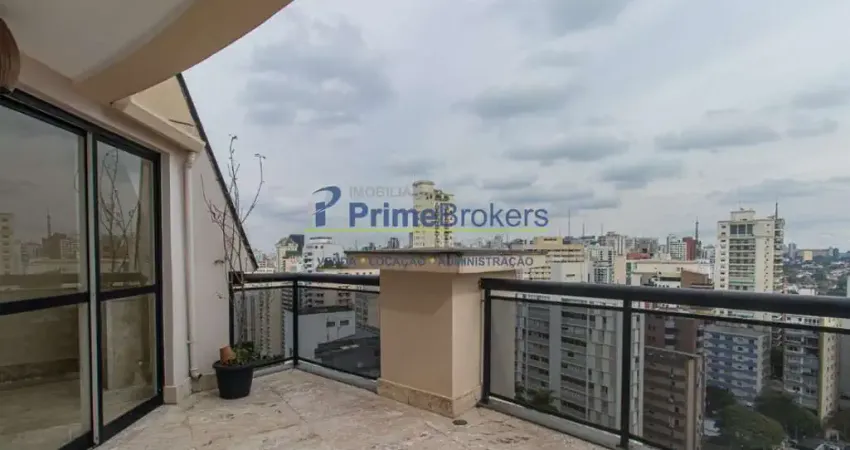 Cobertura, 168m² - 2 dormitórios, 2 suítes, 3 vagas, vista panorâmica e lareira - higienópolis