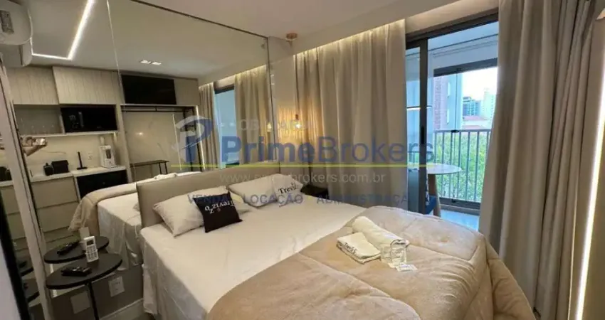 Este imóvel conta com uma área privativa de 21 m² e está totalmente mobiliado, pronto para recebê-lo