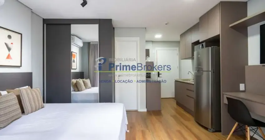 Studio, 32m² - 1 dormitório, mobiliado, varanda envidraçada - brooklin
