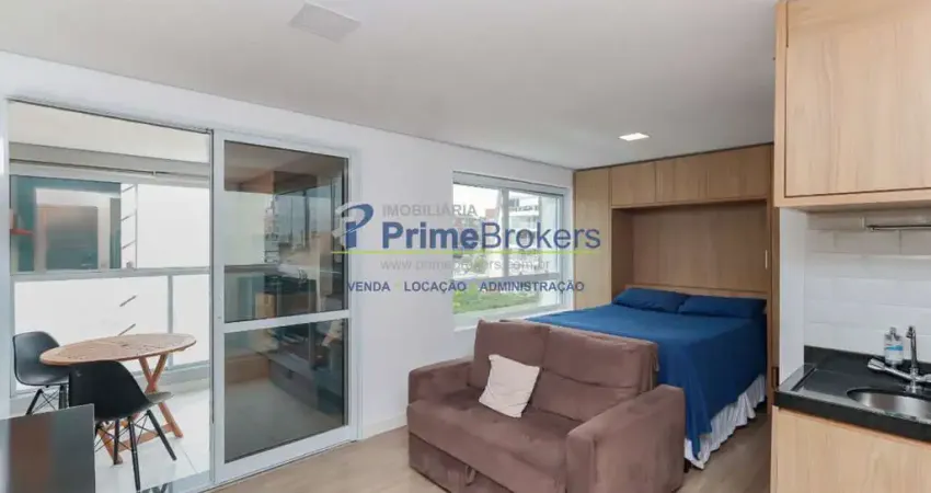 Studio Mobiliado, 29m² - 1 Dormitório, 1 Suíte, 1 Vaga, Sacada - Vila Madalena
