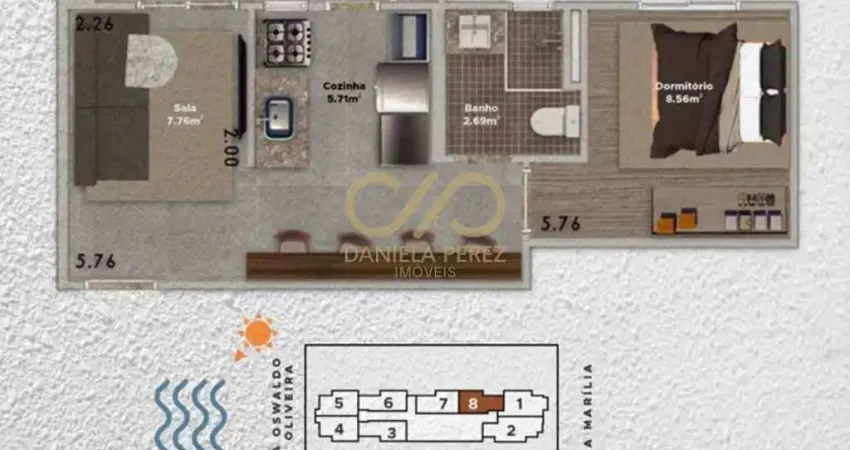 Apartamento com 1 quarto à venda no Boqueirão, Praia Grande 