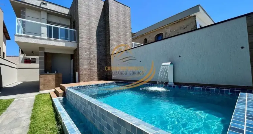 Maravilhosa casa sobreposta térrea com piscina e churrasqueira frente mar em itanhaém!