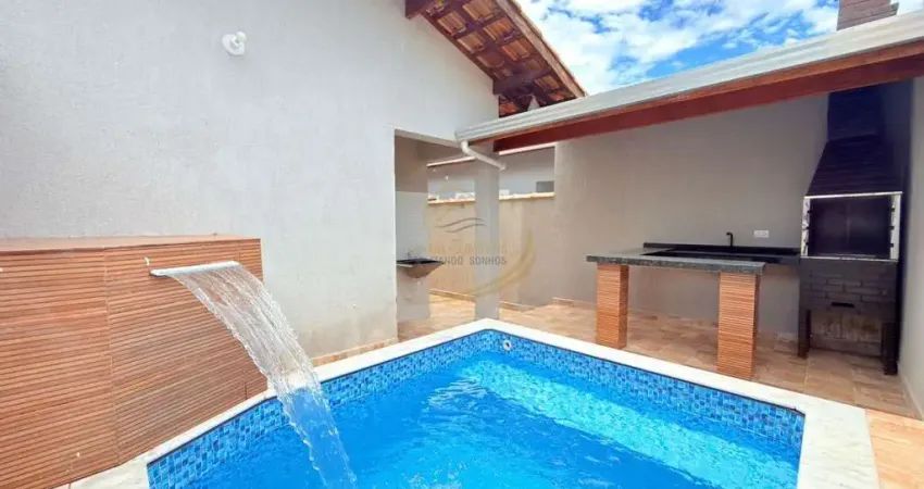 Casa geminada lado pista 1600mts do mar com piscina para venda em itanhaém!!