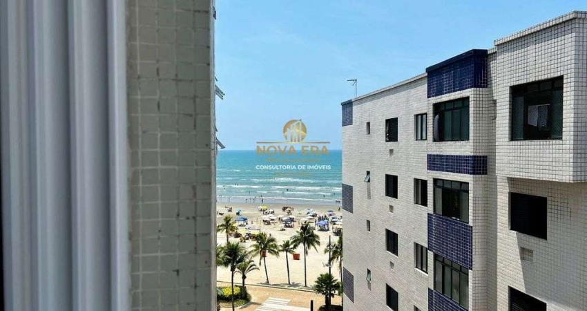 Vista mar, mobiliado, 1 dorm, 1 vaga, cozinha ampla, 295 mil, aceita banco