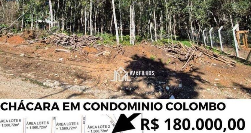 Chácara em Condomínio   1.560,72 m²  à venda por  R$ 180.000,00.
