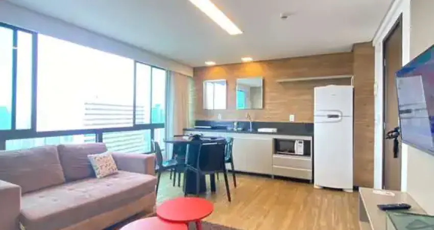 Flat mobiliado de um quarto em Boa Viagem próximo ao mar com academia piscina churrasqueira lavanderia