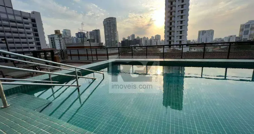 Apartamento com 1 dormitório para alugar, 74 m² por r$ 6.000,00/mês - embaré - santos/sp