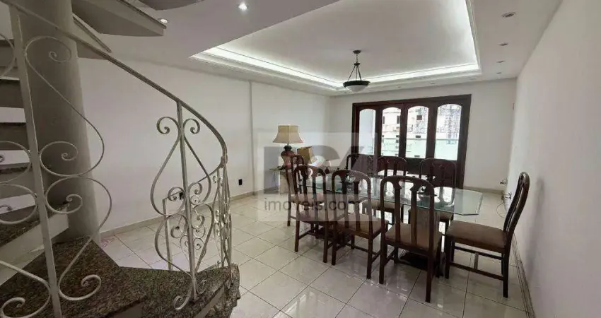 Cobertura com 3 suítes com piscina e churrasqueira para alugar, 390 m² por r$ 10.000/mês - ponta da praia - santos/sp