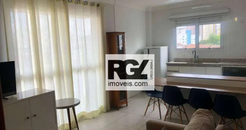 Apartamento com 1 dormitório para alugar, 52 m² por R$ 3.800,00/mês - Boqueirão - Santos/SP