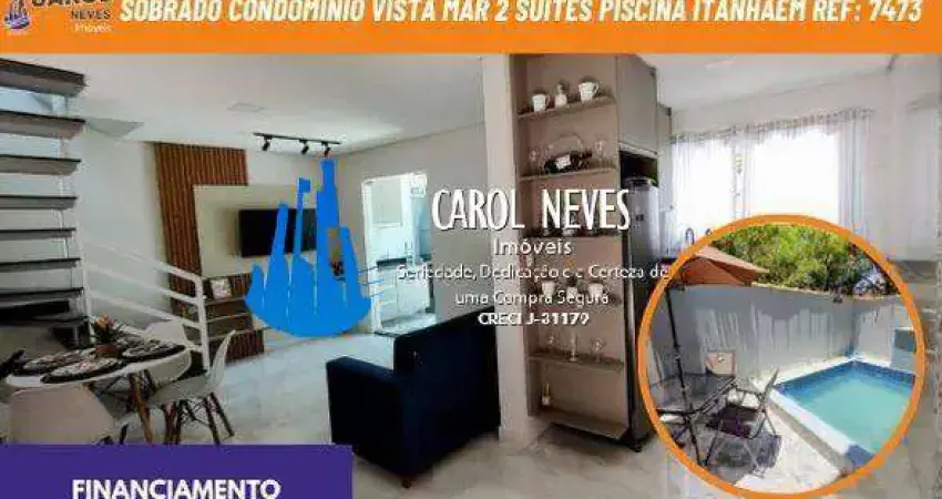 Sobrado condominio vista mar 2 suites piscina financiamento itanhaem