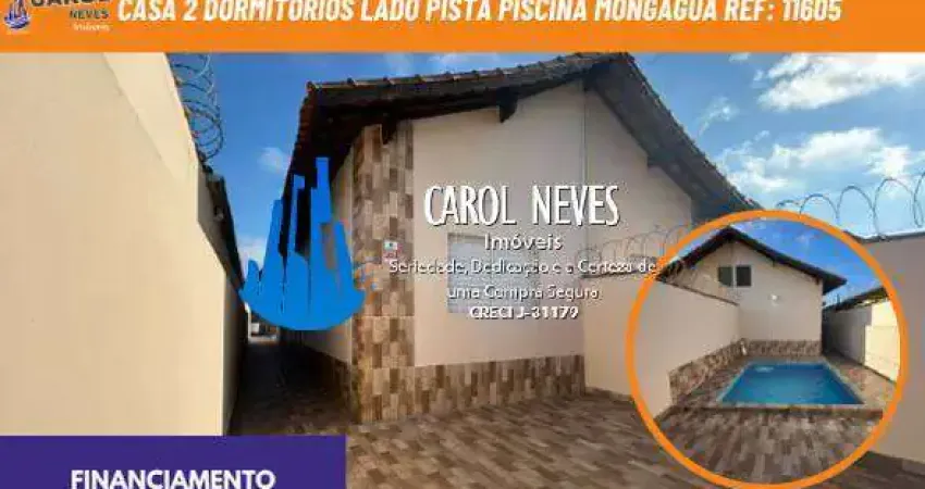 Casa 2 dormitorios lado pista piscina financiamento mongagua