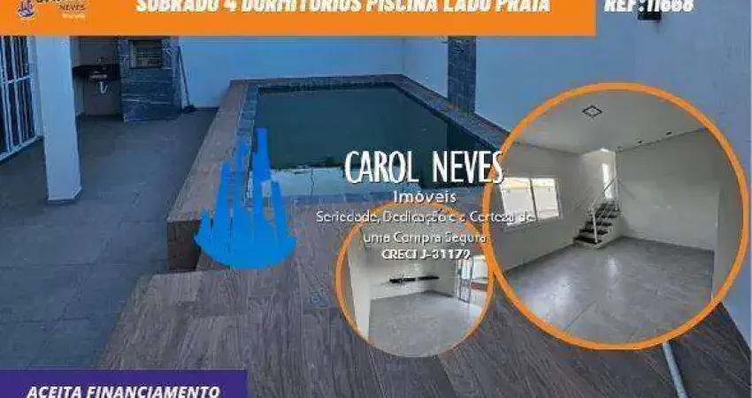 SOBRADO 3 DORMITORIOS PISCINA LADO PRAIA  FINANCIAMENTO BANCARIO ITANHAEM