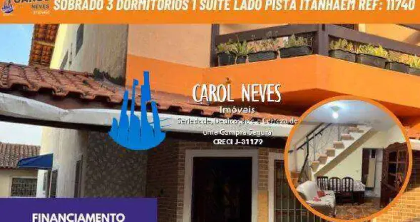 Sobrado 3 dormitorios 1 suite lado pista financiamento itanhaem