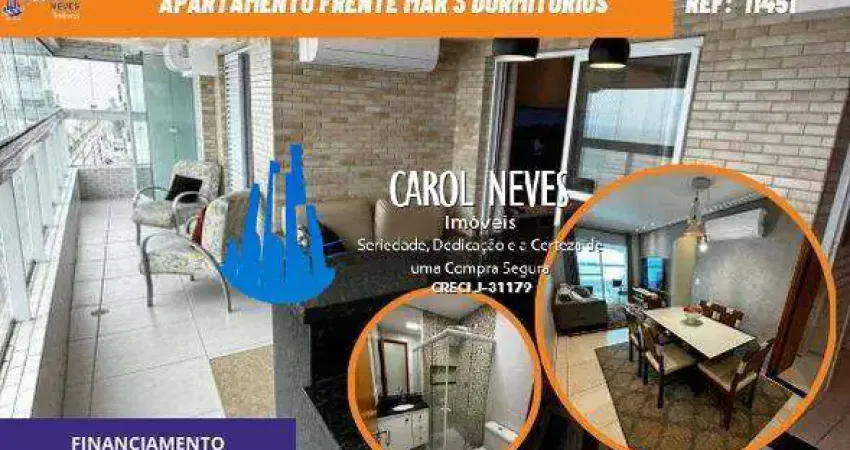 APARTAMENTO FRENTE MAR 3 DORMITORIOS 1 SUITE PISCINA FINANCIAMENTO MONGAGUA