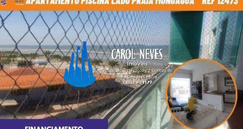 APARTAMENTO 2 DORMITORIOS 1 SUITE PISCINA LADO PRAIA FINANCIAMENTO MONGAGUA