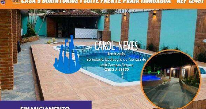 CASA 4 DORMITORIOS PISCINA 1 SUITE LADO PRAIA FINANCIAMENTO MONGAGUA