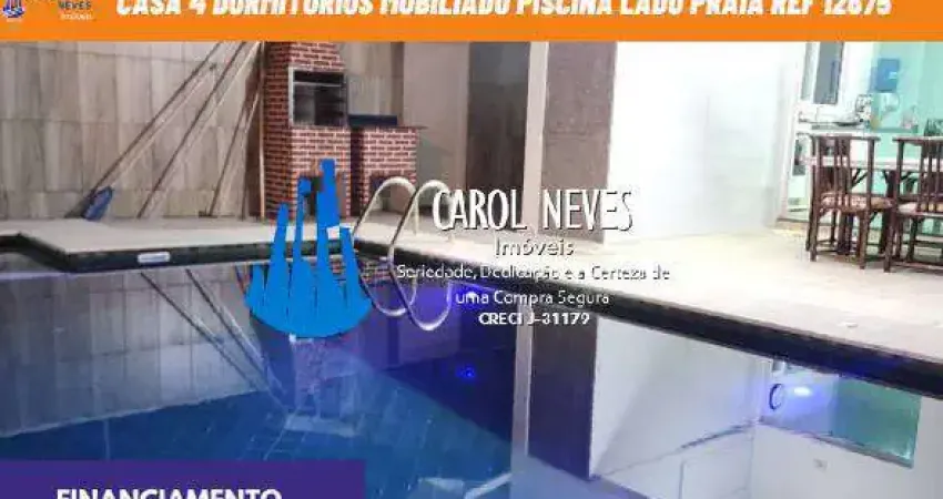 CASA 4 DORMITORIOS MOBILIADO PISCINA LADO PRAIA FINANCIAMENTO PERUIBE