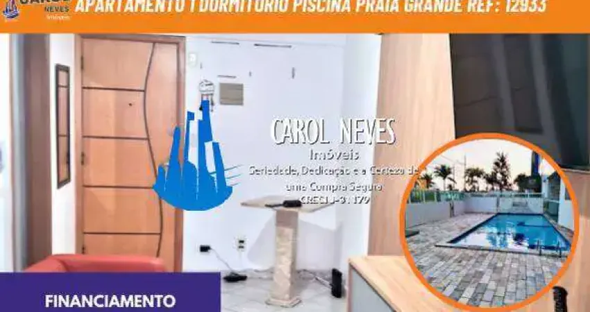 Apartamento 1 dormitorio piscina 7° andar financiamento praia grande