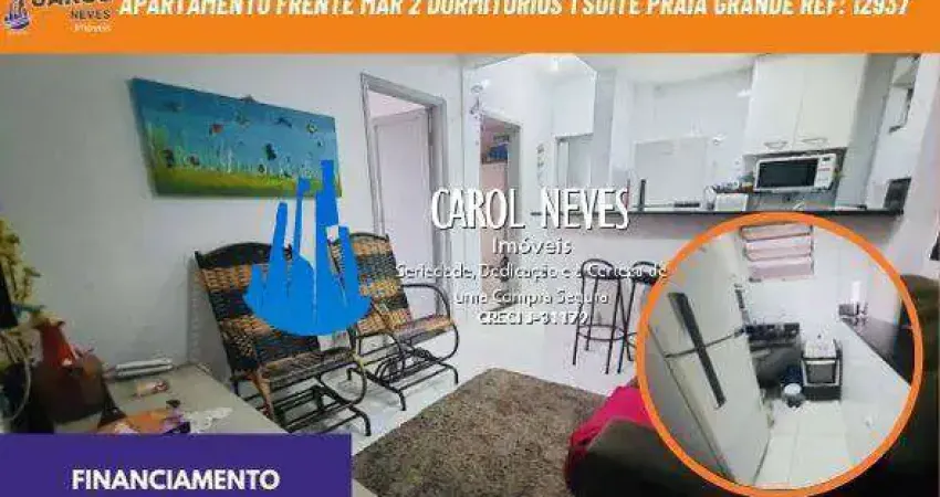 Apartamento frente mar 2 dormitorios 1 suite financiamento praia grande