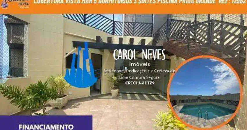 Cobertura vista mar 5 dormitorios 3 suites financiamento praia grande