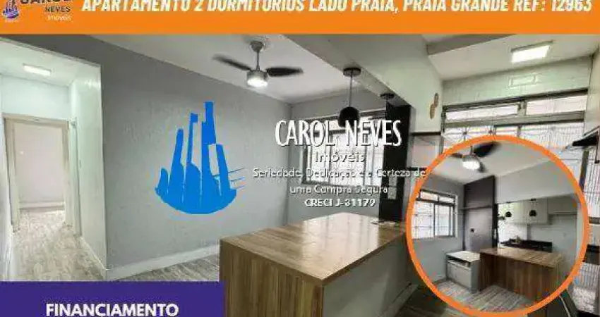 Apartamento 2 dormitorios lado praia financiamento praia grande