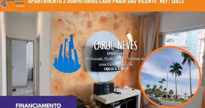 Apartamento mobiliado 2 dormitorios lado praia financiamento sao vicente